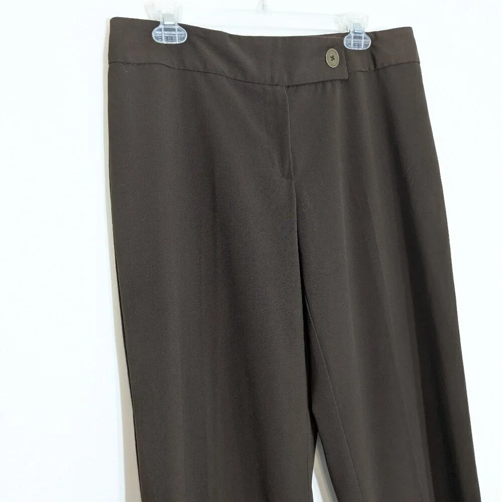 APOSTROPHE Brown Mid-Rise Front Zip Stretch Poly Career Pants; Size 12P